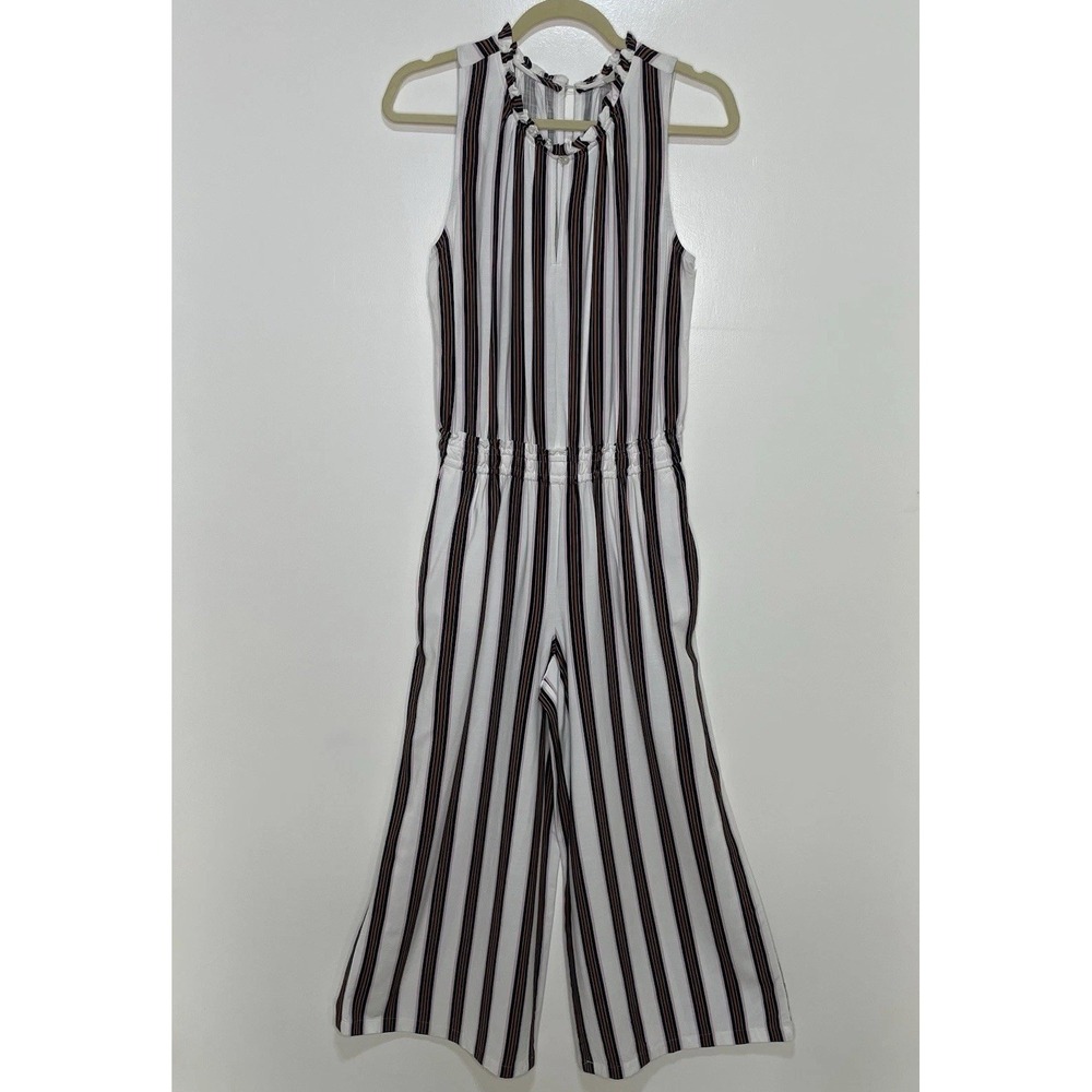 Loft Striped Wide Leg Pant Jumpsuit, Sleeveless, Women's Size Small, Keyhole